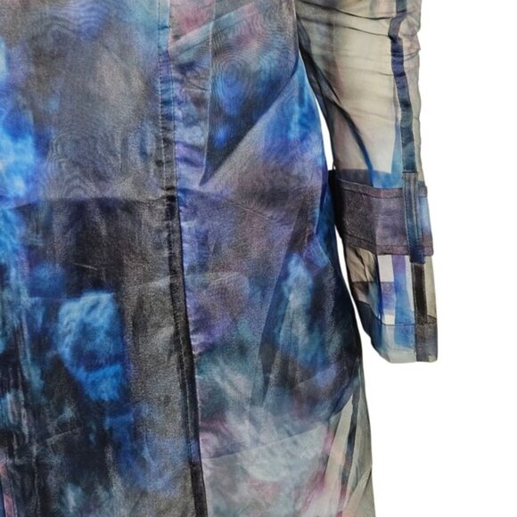 WHBM White House Black Market S Sheer Floral Duster Jacket Topper Blue Purple - Picture 7 of 13